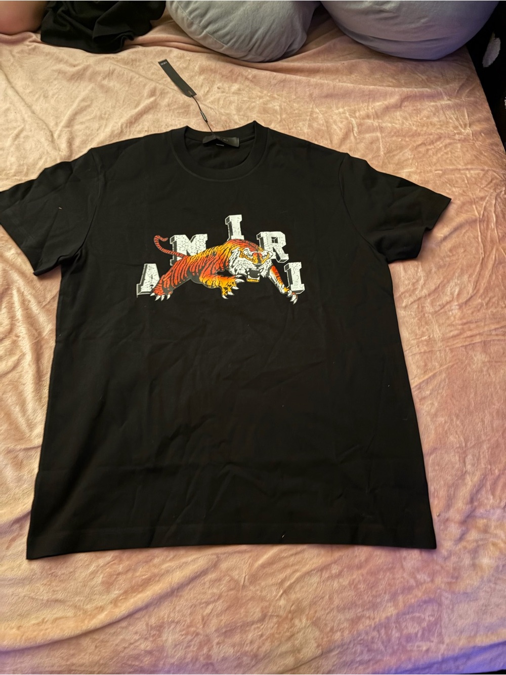 AMIRI Black Short-Sleeve Tee with Orange Tiger Graphic